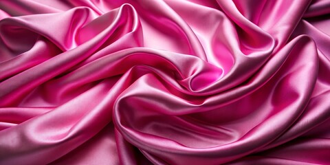 Fototapeta premium Close-Up of Pink Silk Fabric Draped in Smooth Curves, Fabric, Silk, Texture, Background