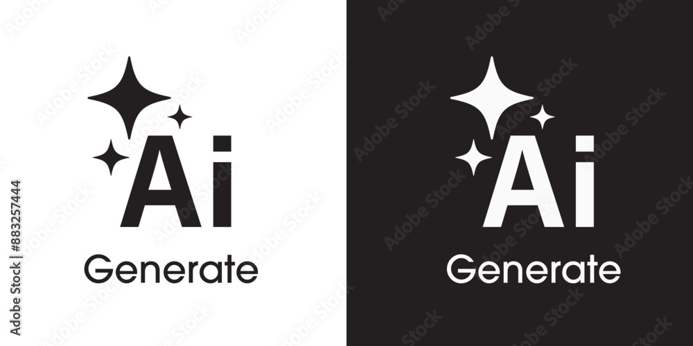 Poster Ai generated icon. AI star icon. Tools for generate from the text. Computer help assistant. Large data processing concept. Icon element design for app and web. Vector illustration.