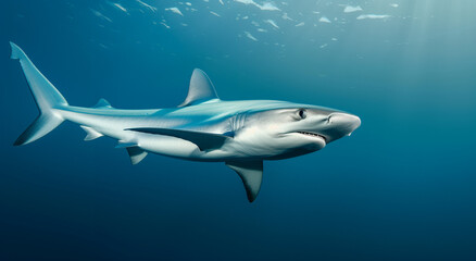 Blue shark swimming underwater