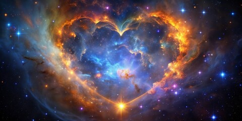 Cosmic Heart Nebula A Digital Painting of a Starry Night Sky with a Heart-Shaped Nebula, space, stars, nebula, galaxy