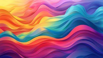 Obraz premium Abstract colorful waves flat design front view theme fluid dynamics cartoon drawing vivid
