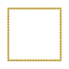 Vintage square frame, gold chain, isolated. Empty copy space for paintings, mirrors or photo. Vintage simple frame. Golden style decorative squared border, jewel deco art object. Png