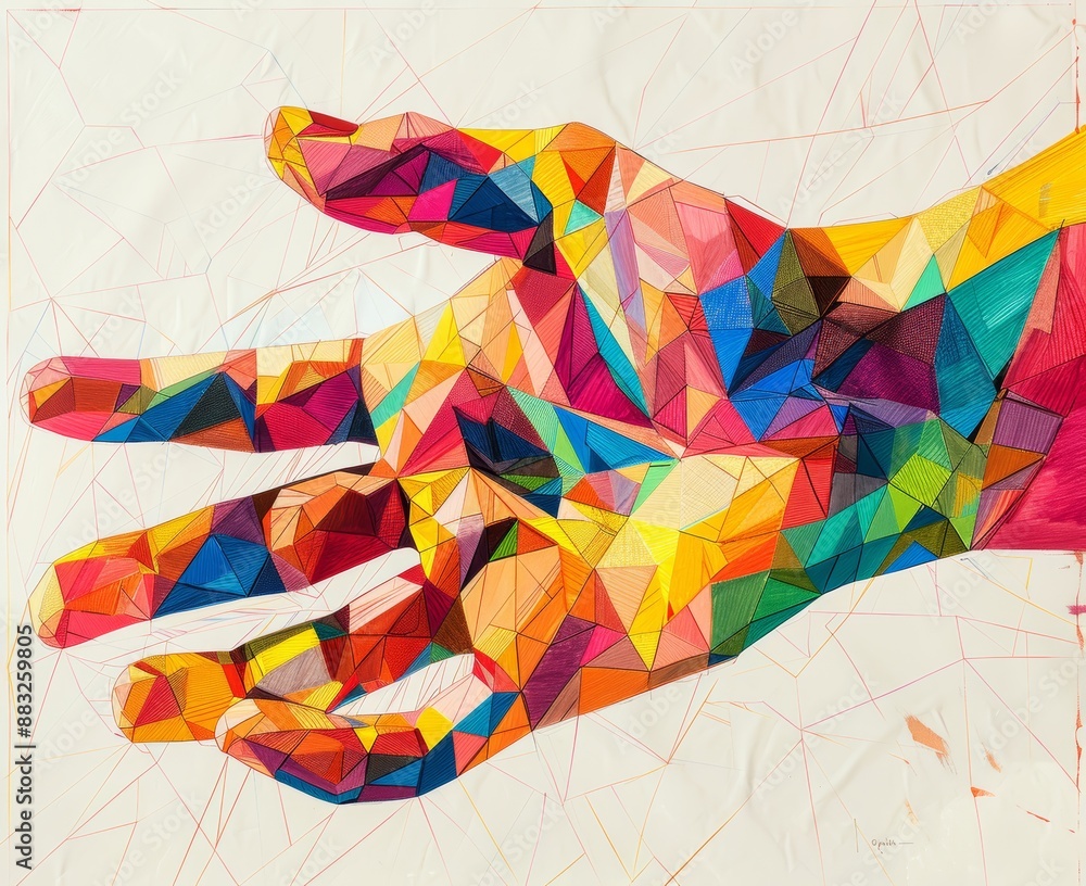 Poster vibrant polygon art composition for creative projects generative ai