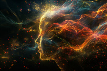 Abstract Human Silhouette with Flowing Colors