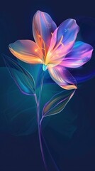 Vibrant Single Flower on Neon Background for Spring Decor Generative AI