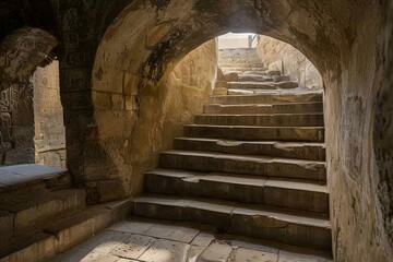 Obraz premium Inside the rock-hewn churches of Lalibela, Ethiopia. Beautiful simple AI generated image in 4K, unique.