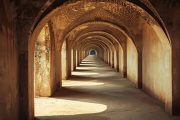 Fototapeta premium Archway at Hassan II mosque - Casablanca. Beautiful simple AI generated image in 4K, unique.