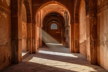 Obraz premium Archway at Hassan II mosque - Casablanca. Beautiful simple AI generated image in 4K, unique.