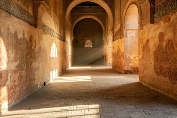 Fototapeta premium Archway at Hassan II mosque - Casablanca. Beautiful simple AI generated image in 4K, unique.