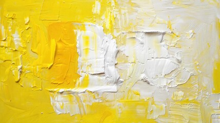 Abstract oil painting with textured background palette knife thick yellow and white brush strokes