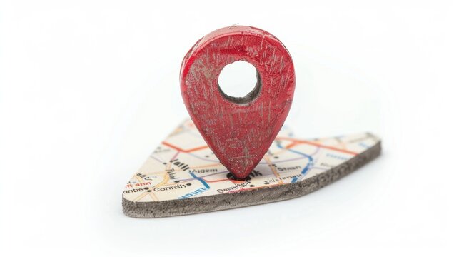 Simple map pointer pin isolated on a white background, clear and concise.