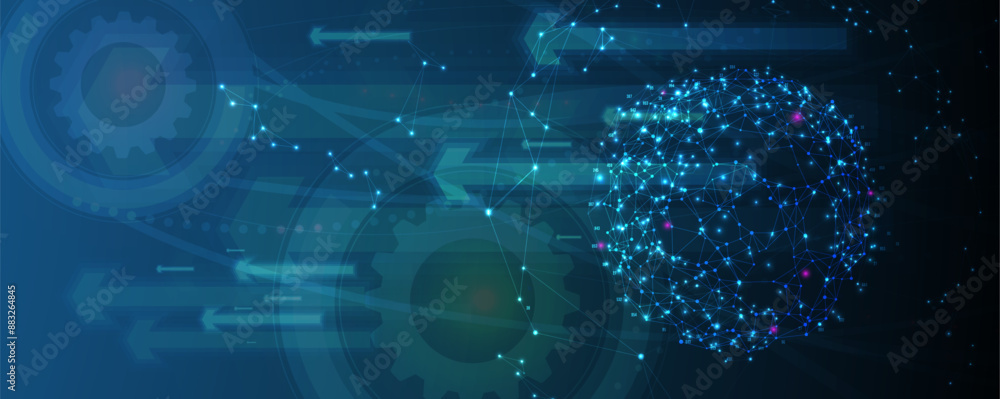 Leinwandbilder neural network concept. connected cells with links. high technology process. abstract futuristic bac