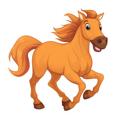2d cartoon character clipart drawing of a horse on an isolated transparent background