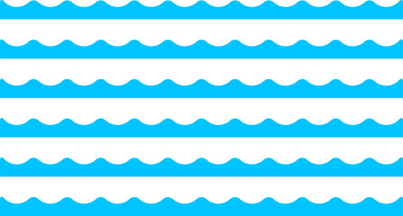 Water wave, sea wave. Wavy line. Seamless marine decoration pattern background. Vector ocean wave shape. Water logo, symbol or sign vector collection.