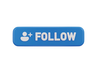 3d social media follow button icon vector illustration