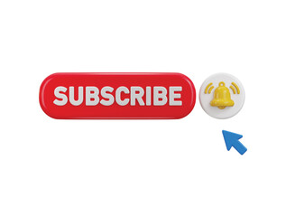 Fototapeta premium Subscribe button with bell notification icon 3d render concept of click on subscribe channel icon vector illustration