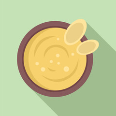 Bowl of appetizing hummus is being prepared with a drizzle of olive oil