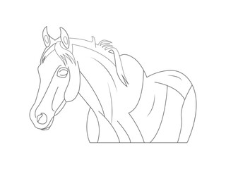 Line Horse Illustration for Coloring book or page for Kids