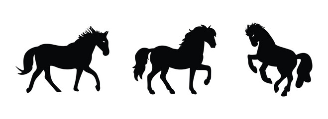 Set of horse Silhouette vector Illustration. Horse silhouette collection