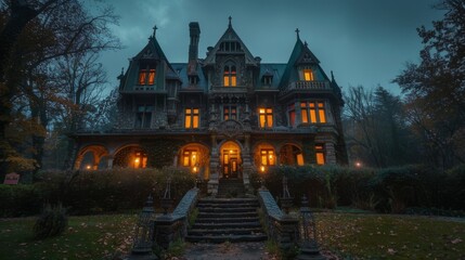 Obraz premium Mysterious Mansion in the Woods.