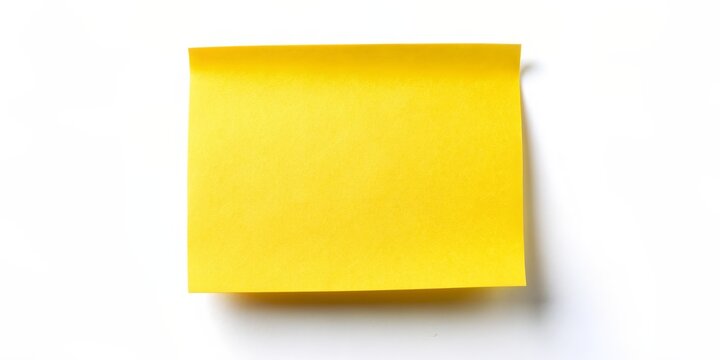 Single Yellow Sticky Note on White Background,  sticky note, reminder, blank, note paper