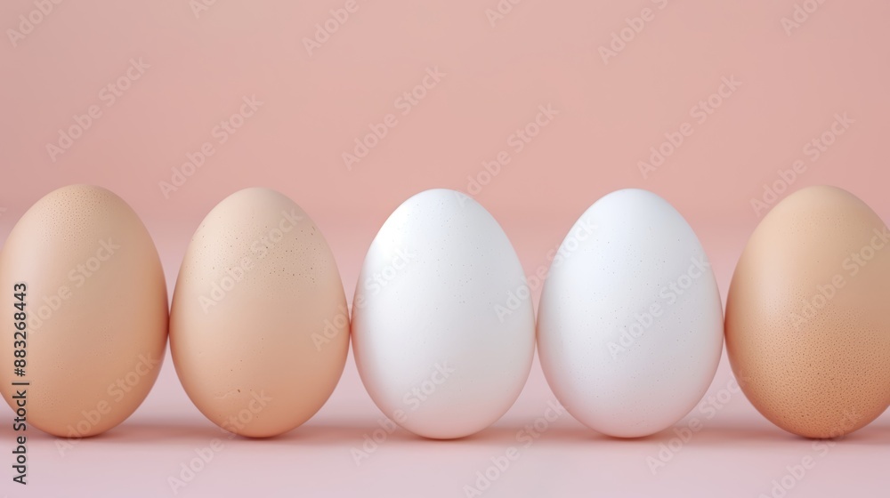 Poster a simple display with chicken eggs set against a soft-colored background