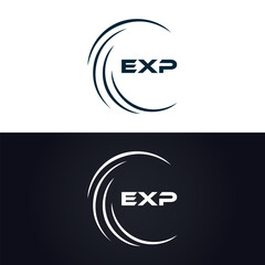 EXP logo. E X P design. White EXP letter. EXP, E X P letter logo design. E X P letter logo design in GOLD, GOLDEN LOGO, THREE, style. letter logo set in one artboard. E X P letter logo vector design.