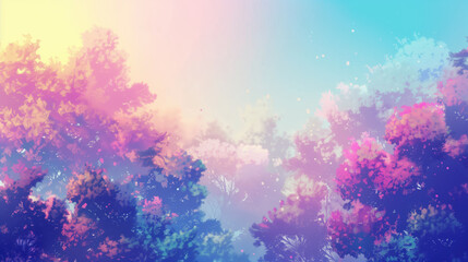 Fototapeta premium Beautiful Dreamy Forest Landscape with Colorful Trees and Soft Light