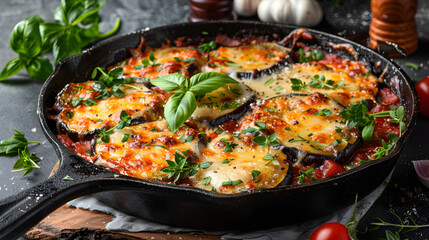 Savourez la fusion du parmesan d'aubergine avec du fromage fondu exquis et du fromage aux herbes cuites au four