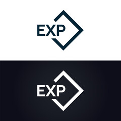 EXP logo. E X P design. White EXP letter. EXP, E X P letter logo design. E X P letter logo design in GOLD, GOLDEN LOGO, THREE, style. letter logo set in one artboard. E X P letter logo vector design.