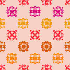 Folk art rainbow Seamless repeating tile geometric decorative pattern