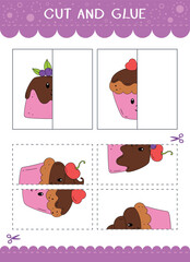 Find the couple of the picture. Simple educational game for kids. Cut and glue. Vector worksheet