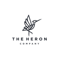 heron pelican stork logo line art line outline monoline icon design stock gulf bird coast beach illustration abstract ibis logo