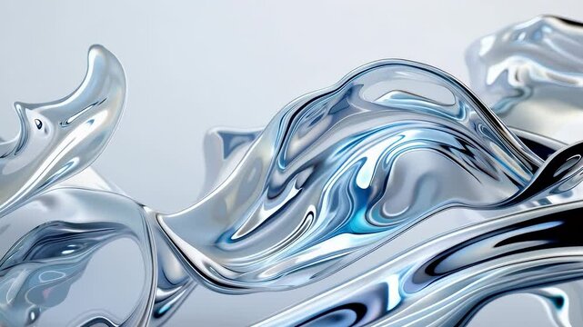 Abstract Liquid Metal Waves. Inspired of 3D style animation. Beautiful video wallpaper, video cover. Slow motion