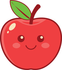 simple-apple-smiling-with-flat-color vector art