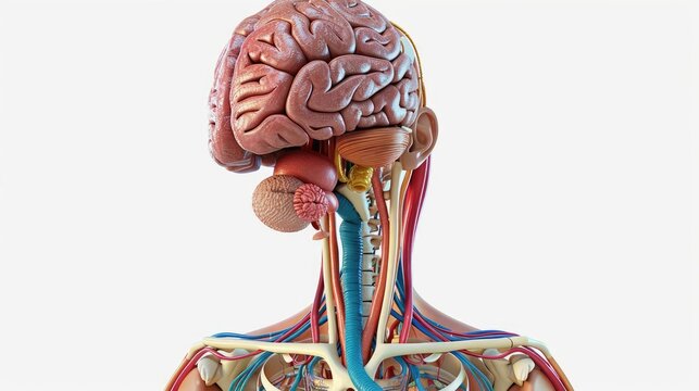Realistic 3D model of human endocrine system, isolated on white background