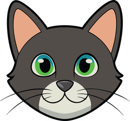 simple-cat-head-with-flat-color vector art