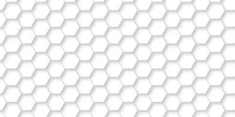 Abstract hexagonal futuristic geometric backdrop White background and embossed hexagon , honeycomb white hexagon concept design abstract technology background vector background, or wallpaper.
