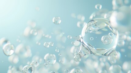 A clear sphere with many small bubbles surrounding it