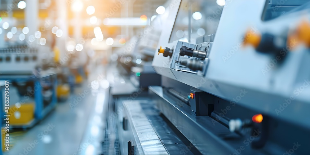 Poster cuttingedge factory with advanced machinery and robotics in modern industrial setting. concept advan