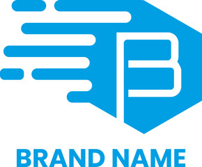 B letter moving parcel icon logo design