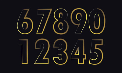 set of neon numbers and signs for writing discounts, dates, prices. Glowing contour vector digits design