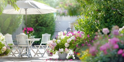 Watercolor captures staycation joys with blooming flowers and charming patio furniture. Concept Staycation, Watercolor Paintings, Blooming Flowers, Patio Furniture