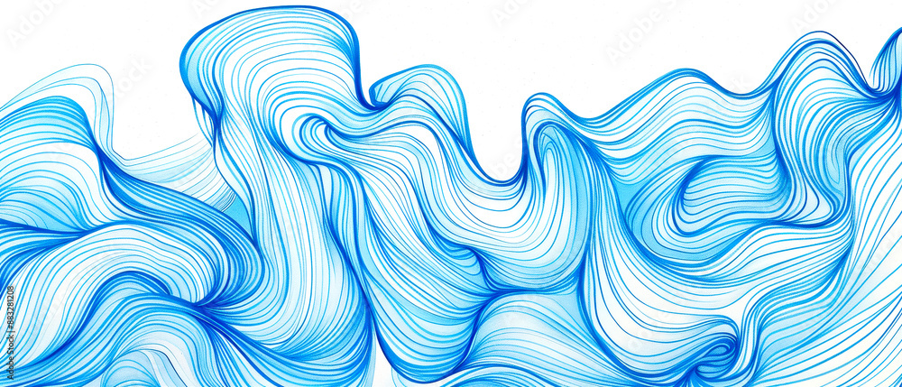 Aufkleber abstract blue flowing lines forming a fluid and dynamic composition with a sense of movement and rhy