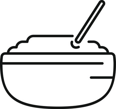 recommend clip art: Simple line icon of a bowl of oatmeal being stirred