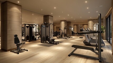 Obraz premium Black and beige themed gym