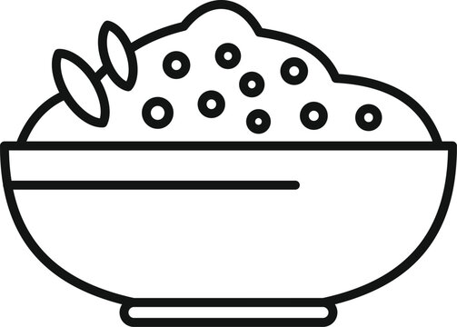 recommend clip art: Line art icon of a healthy breakfast option featuring a bowl of oatmeal porridge topped with berries
