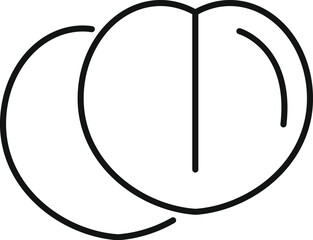 Simple line drawing of a round medical pill splitting in half