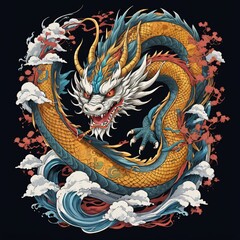 Obraz premium Dragon illustration design, solid colour backgound