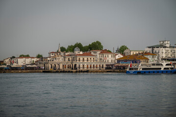 Harbour building, Buyukada island, the largest of the Princes' Islands in the Sea of Marmara, near Istanbul, Turkey